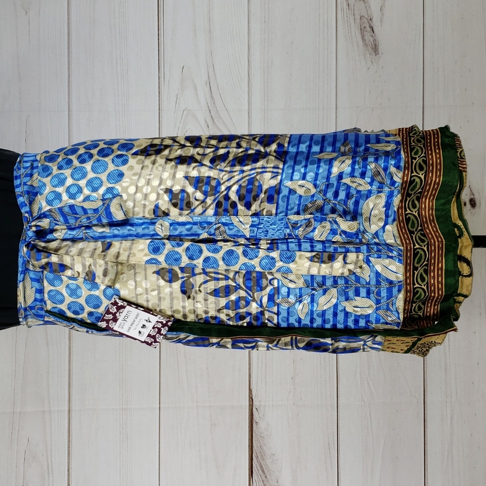 Darn Good Yarn Sari Silk Wrap Skirt Tea XL/Plus